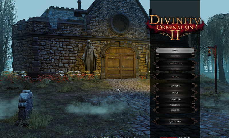 Original start menu of the game